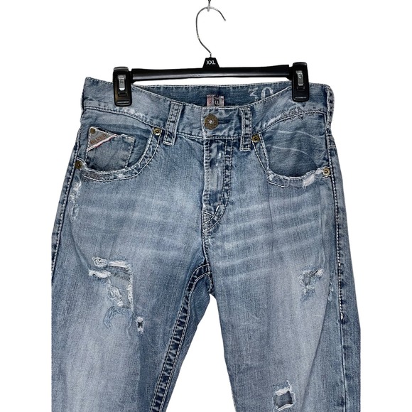 Silver Zac Men's Jeans Straight Distressed Frayed Hem Medium Wash Denim Blue 30 - Picture 6 of 10